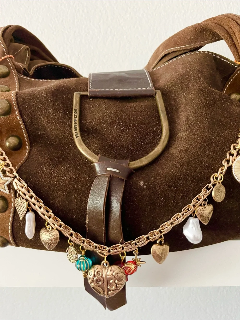 Handmade Boho Charm Bag Chain | Coastal Heart & Shell Purse Charm Accessory - Picture 6 of 8